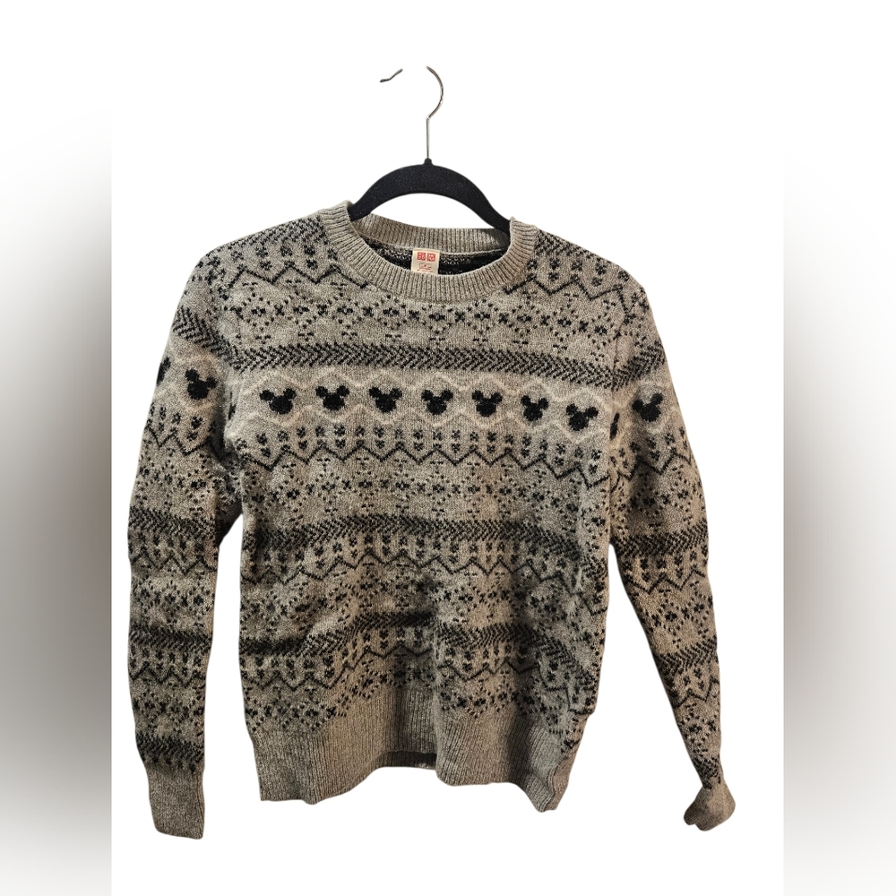 Disney Black and Gray Patterned Crewneck Sweater